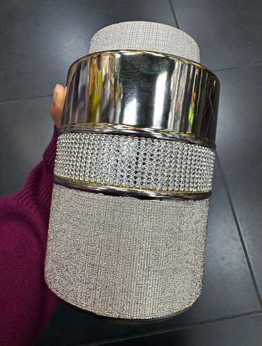 Silver textured glass cylinder - textured,