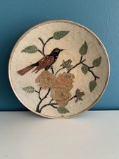 Vintage Brass And Enamel Decorative Bowl Bird And Floral Design