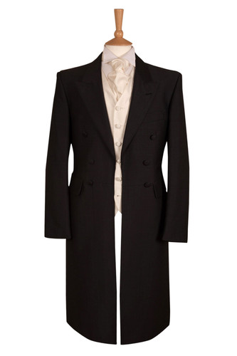 Black wool frockcoat jacket - black,