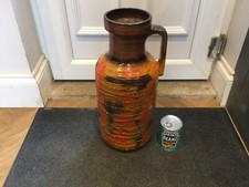 46cm Carstens 7604-45 Vintage MCM Orange Red Black Brown West German Floor Vase