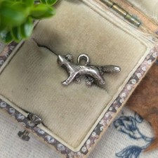 Antique Sterling Silver Fox Charm Pendant