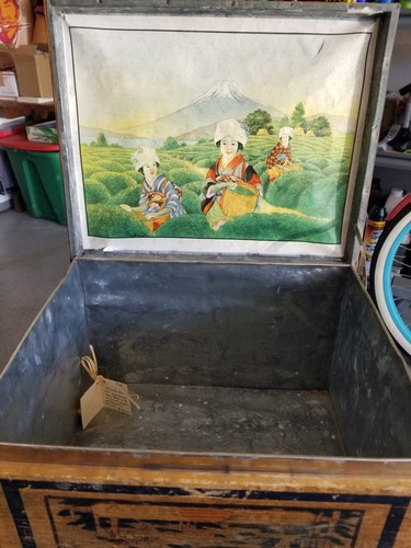 Antique japanese tea tin - japanese, lined