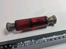 Victorian Antique Ruby Cranberry Glass Double Ended Perfume Scent Bottle Antique