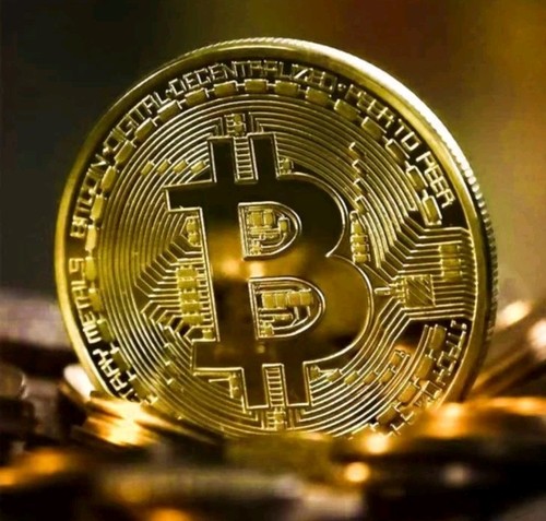 Gold plated bitcoin - plated,