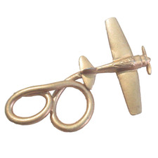 Brass Airplane Bi-Plane w Loop