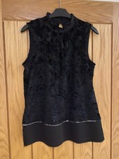 Ladies Next Black Sleeveless Top Glitzy Halterneck Christmas party size 12