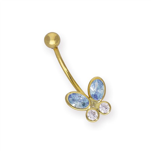 9ct gold blue cz - cz, crystal