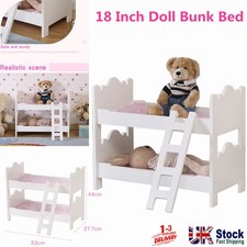 18 Inch Doll Bunk Bed Twins Baby Dolls Bed Wooden Furniture Kids  Toy Xmas Gift