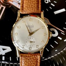 Vintage Baume 17 Jewels Incabloc Swiss Made 9ct Gold Mens Manual Watch