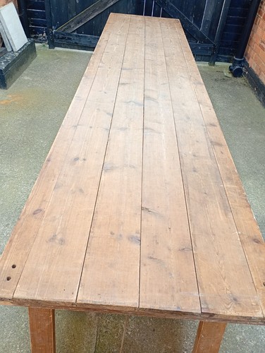 Vintage pine trestle table - table,