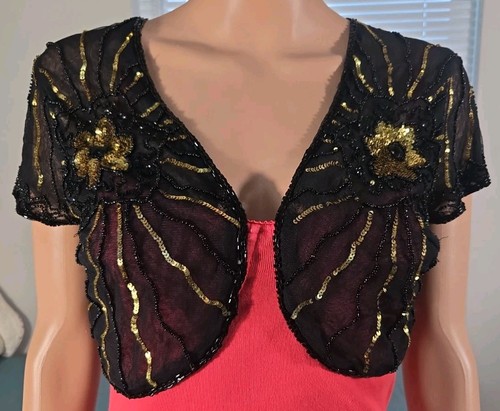 Womens black gold beaded - black,