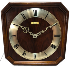 Stunning ZentRa Mid Century German Wall Clock Quartz Wood Case  Vintage