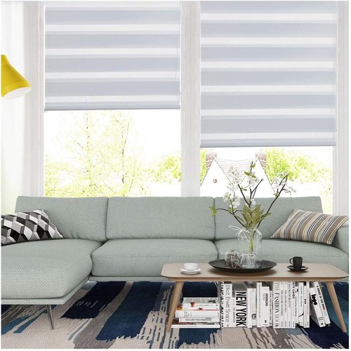 Zebra roller blind day - blind, night