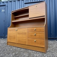 Mid Century Teak Veneer Highboard By Schreiber, Retro Sideboard With Storage