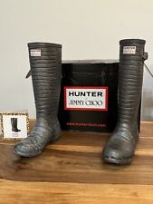 Hunter x Jimmy Choo Silver/Grey Croc Rain Boots Size UK4