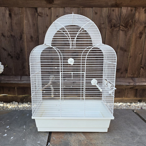 White metal bird cage with - white,