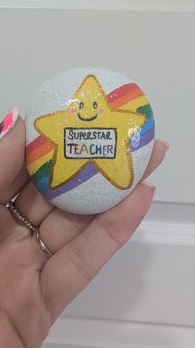 Hand painted pebble super - hand,