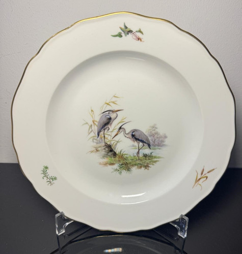 Meissen plate grey heron bird - plate,