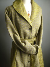 NOMADS HANDLOOM COAT SHAWL COLLAR BELT 16 fair trade cotton green ethical