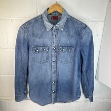 Men’s Vintage Levi’s Sawtooth Red Tab Denim Western Shirt Snap Button Blue M