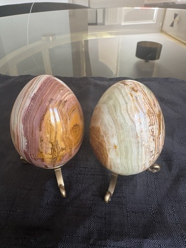 Pair polished onyx stone - pair,