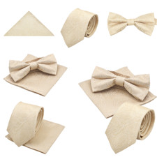 Pastel Paisley Champagne Tie pocket square Bow tie Hanky Wedding formal Prom