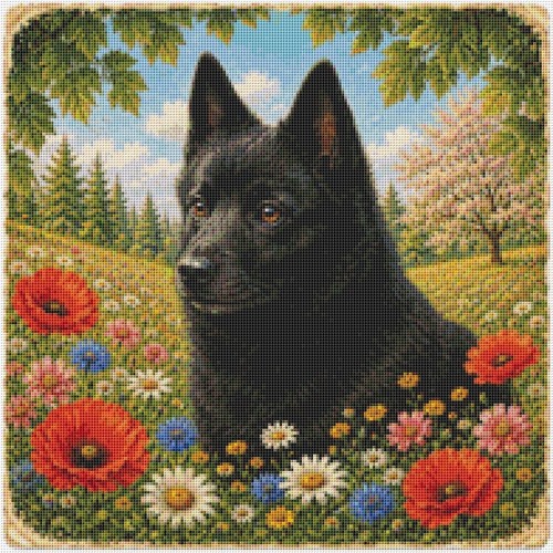 Schipperke puppy dog - dog, summer