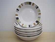 6 x 1960s Vintage Midwinter Pottery Queensberry Stripe 5.75" Fruit Dishes Bowls