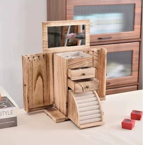 Rustic wooden jewelry box - rustic,