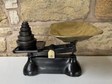 Brass Kitchen Scales + 7 ImperialWeights Vintage Weylux The Queen For Display