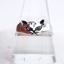 Cat Face Sterling Silver Ring Paua Shell Cute Wicca Witch Goth Pagan Familiar
