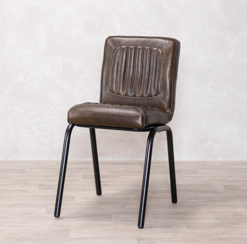 Dark olive leather dining - dark,