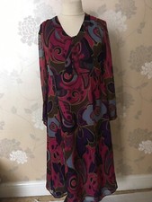 PENNY PLAIN Purple PINK Mix FLORAL DRESS 18 New