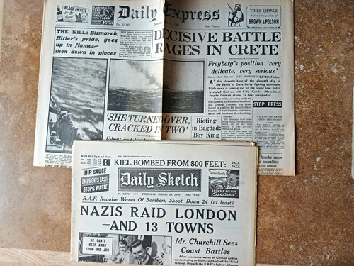 Vintage wwii newspapers - x,