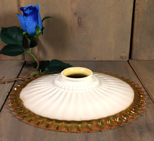 Antique French Coolie Lamp Shade Art Deco Opaline Cased Glass Amber Glass 1930s