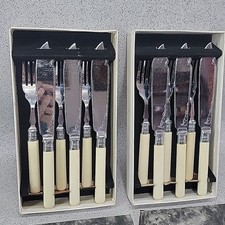 Vintage Fish Knives and Forks Set Chrome Plated Made In England Set of 12 Boxed