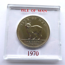 1970 MANX CAT ISLE OF MAN CROWN IN MOUNT - IoM MANX COIN LAST FIVE SHILLING COIN
