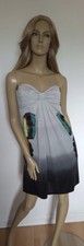 Beautiful Strapless Short Dress By Miss Posh Size 12 NWOT Grey Butterfly Pattern