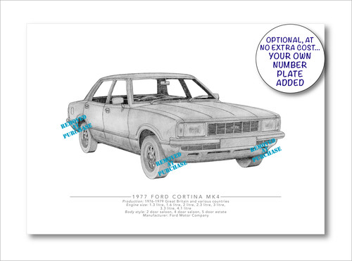 Ford cortina mk4 hand drawn - mk4, a5