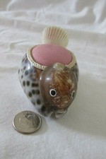Vintage collectible  Bird,  Cowry  SHELL, PIN CUSHION 