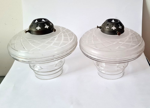 Pair vintage frosted and - a,