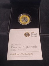 ROYAL MINT SILVER PROOF £2 COIN 2010 FLORENCE NIGHTINGALE