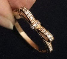 Rose Gold On 925 Sterling Silver Pandora ALE Sparkling Bow  Ring  sz Q/R ( 58)