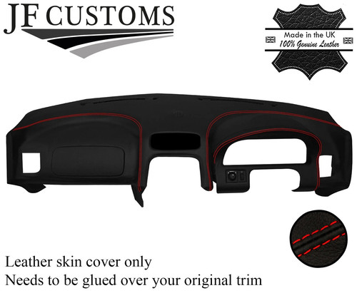 Red stitch leather dashboard - red,