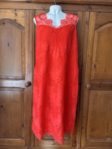 Red lace effect dress - lace, from