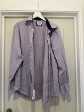 Men’s - TM Lewin -  Blue Red Checked Shirt 17.5 Finest Two Fold Cotton Shirt