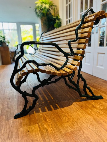 Cast iron and oak rare - rare, bench