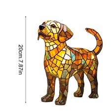Retro Stained Glass Effect Animal Cat Dog Table Lamp Creative Resin Night-Light