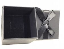BLACK EARRING RING CUBE GIFT BOX WITH BOW- SIZE 4.5 X 4.5 X 4.5 Cm Foam Insert