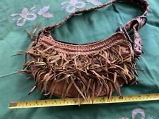 Vintage Hand Crafted  Top Quality Leather Fringe Crossbody Handbag